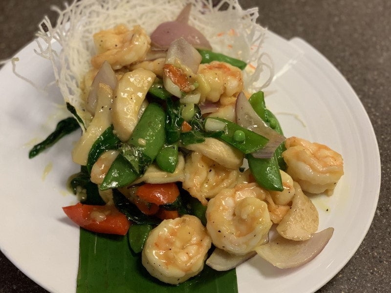 Basil Shrimp (gluten free) 香菜虾 Lin Jia Asian Kitchen